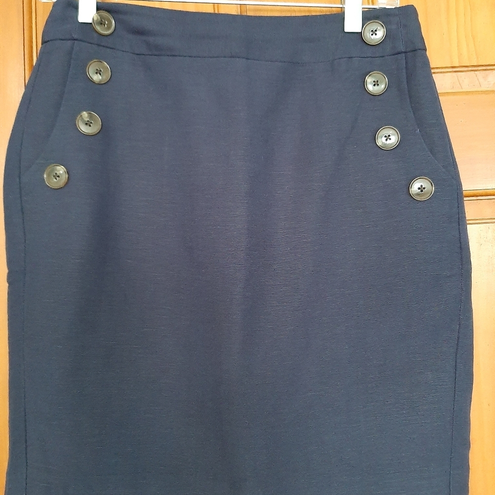 Ladies Navy Blue Linen Pencil skirt